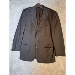 Studio Milano Mens Black Virgin Wool Blazer Sport Coat 40R Gold Crest Button VTG